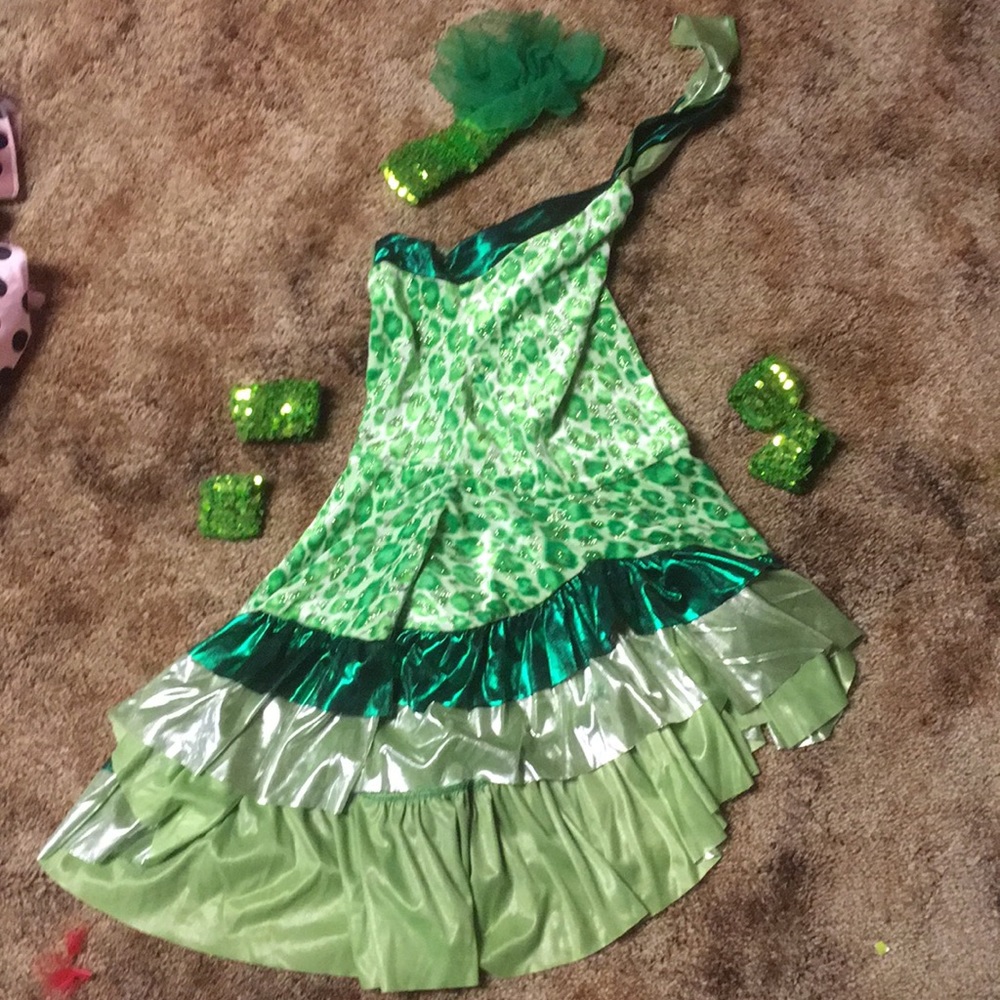 Green leopard print dance costume or dress up